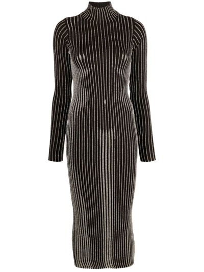 Jean Paul Gaultier The Body Morphing Knitted Dress In Brown