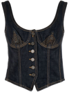 Jean Paul Gaultier Blue Denim Corset Top In Blue