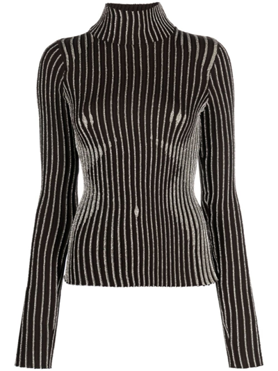 Jean Paul Gaultier Trompe-l'œil Sweater - Women's - Metallized Polyester/merino/polyamide In Brown