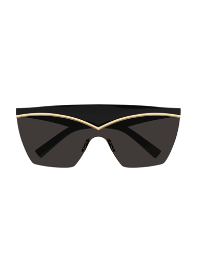 Saint Laurent Eyewear Mask Frame Sunglasses In Black