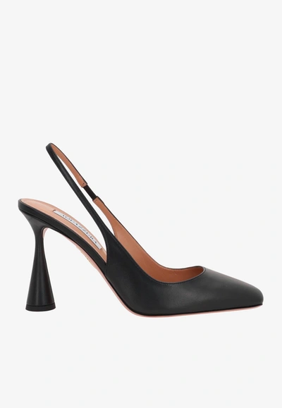 Aquazzura Amore Leather Slingback Pumps In Black