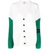 Msgm Colour-block Cable-knit Cardigan In White