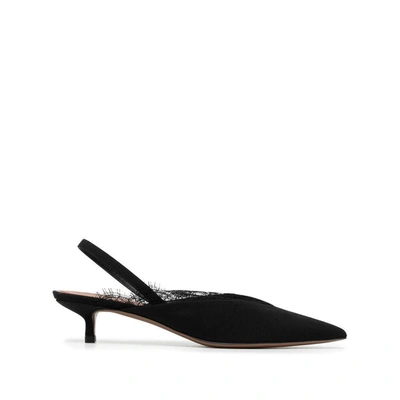 Neous Irena Satin And Lace-trimmed Mesh Slingback Pumps In White