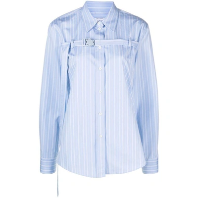 Off-white Buckled Cut-out Cotton Shirt In Blue