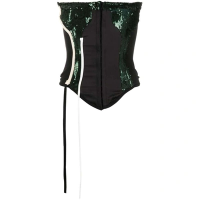 Ottolinger Sequin-embellished Strapless Corset Vest In Black/green