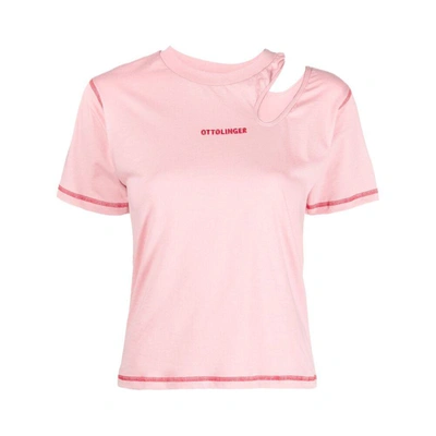 Ottolinger Cut-out Detail Organic Cotton T-shirt In Pink