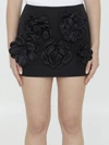 Dolce & Gabbana Ottoman Miniskirt With Flowers In Black