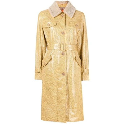 Rejina Pyo Hana Snakeskin-print Belted Coat In Yellow