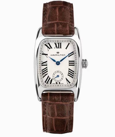 Pre-owned Hamilton American Classic Boulton Small Second Quartz White Dial Watch H1332151