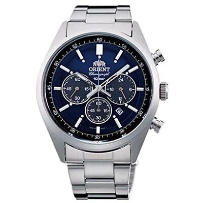 Pre-owned Orient Solar Panda Neo70' Wv0021tx Blue Dial Chronograph Men Watch Made In Japan