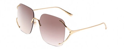 Pre-owned Gucci Gg0646s Womens Oversized Rimless Sunglasses Gold Ivory/brown Gradient 60mm