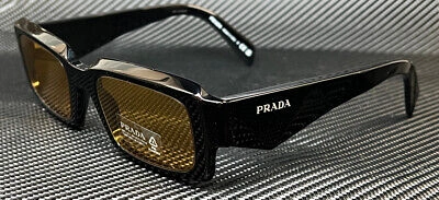 Pre-owned Prada Pr 27zs 16k70a Black Yellow Men's 54 Mm Sunglasses