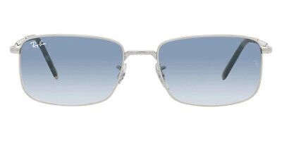 Pre-owned Ray Ban Ray-ban Rb3717 Sunglasses Unisex Silver Blue Rectangle 60mm & Authentic