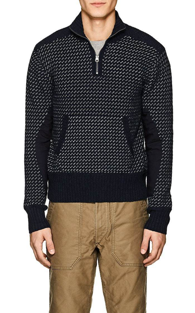 Pre-owned Ralph Lauren Rrl Indigo Wool Cotton Half Zip Sweater $695 In Blue