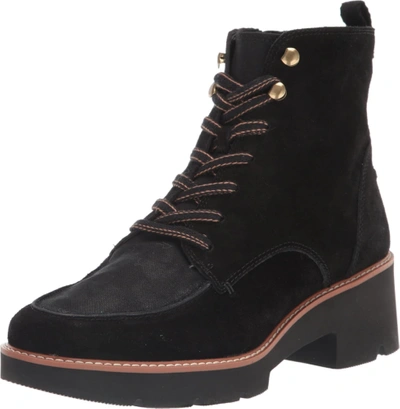 Pre-owned Naturalizer Women's Dara Ankle Boot In Black Canvas Suede