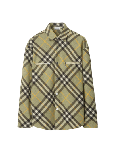Burberry Checked Wool-blend Shirt Jacket In Brown