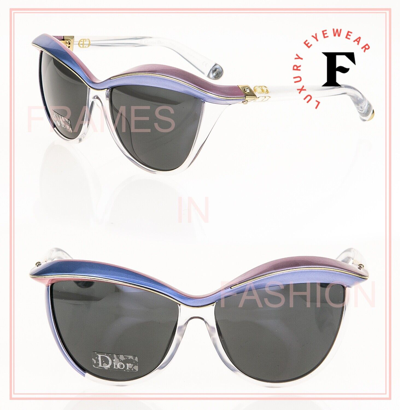 Pre-owned Dior Christian  Demoiselle 1 Crystal Blue Pink Asymmetrical Brown Sunglasses In Wxqy1