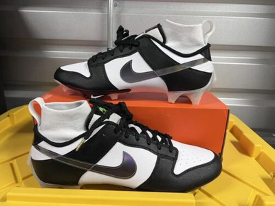 Pre-owned Nike Dunk Low Vapor Edge Panda Black Football Cleat, Size 16 Dz4890-001 No Lid In White
