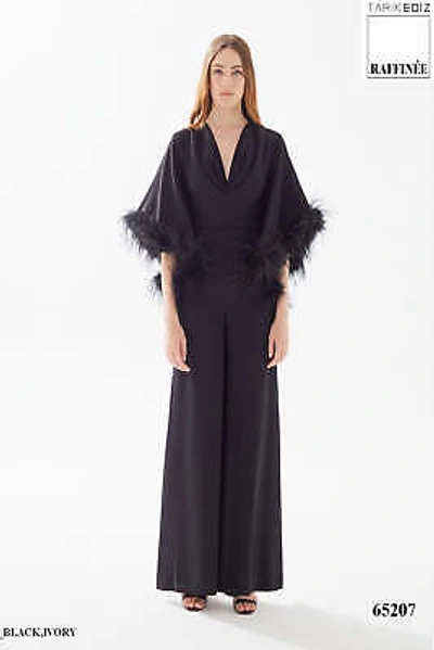 Pre-owned Tarik Ediz 65207 Evening Dress Lowest Price Guarantee Authentic In Black