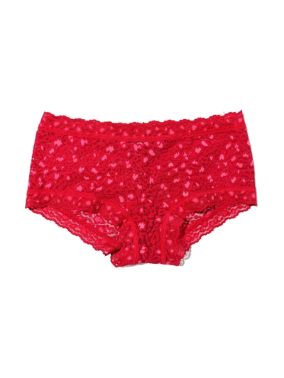 Hanky Panky Cross Dyed Leopard Boyshort Berry Sangria In Berry Sangria-pin