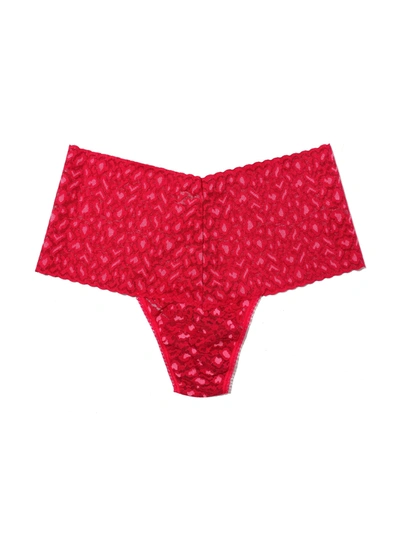 Hanky Panky Cross-dyed Leopard Retro Thong Berry Sangria In Blue