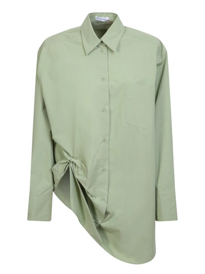 Jw Anderson Long-sleeve Roll Shirt With Detachable Ring In Green