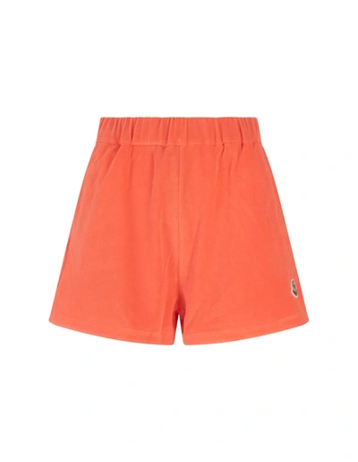 Moncler Elastic Waistband Shorts In Arancione
