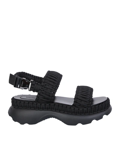 Moncler Belay Woven Sandals In Black