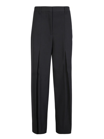 Burberry Wide-leg Trousers In Wool Twill In Black