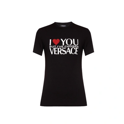 Versace Printed Logo T-shirt In Black