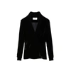 Saint Laurent Plunging V-neck Velvet Blouse In Black