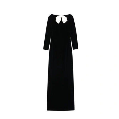 Saint Laurent Velvet Long Dress Women In Black
