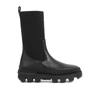 Moncler Leather Logo Boots In Black