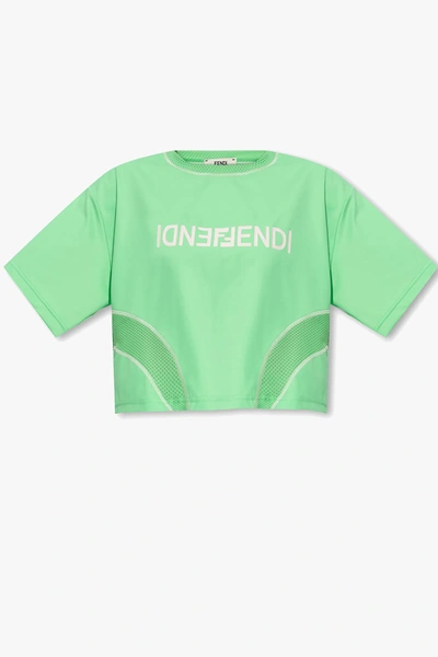 Fendi Cropped T-shirt In Verde