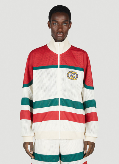 Gucci Mesh Fabric Zip Jacket In White