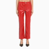 GUCCI GUCCI RED REGULAR LEATHER TROUSERS WOMEN