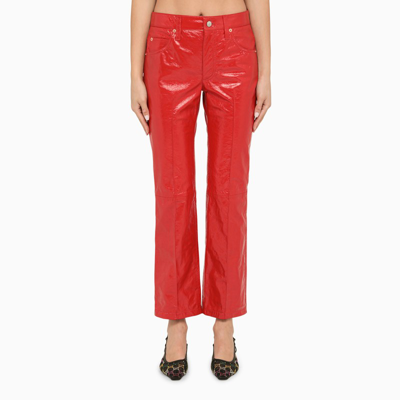 Gucci Red Regular Leather Trousers Women
