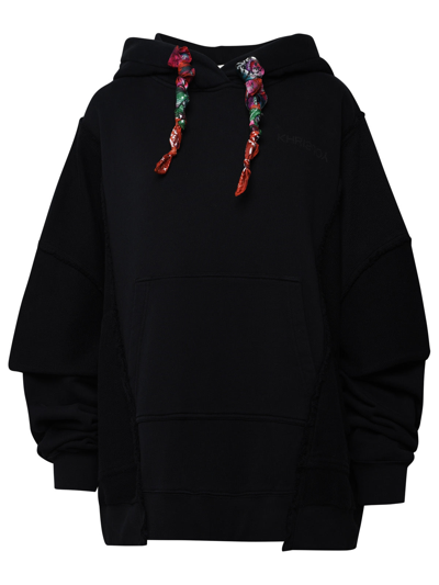 KHRISJOY KHRISJOY WOMAN KHRISJOY BLACK COTTON HOODIE