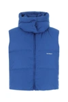 Off-white Man Down Jacket Azure Size L Polyester In Blue
