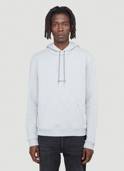 Saint Laurent Logo-print Hooded Sweatshirt Male Grey In Grey