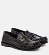 Saint Laurent Soft Loafers With Cassandre Decoration And Hand-stitched Moc Toe Shoes In Black