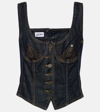 Jean Paul Gaultier Blue Denim Corset Top In Blue