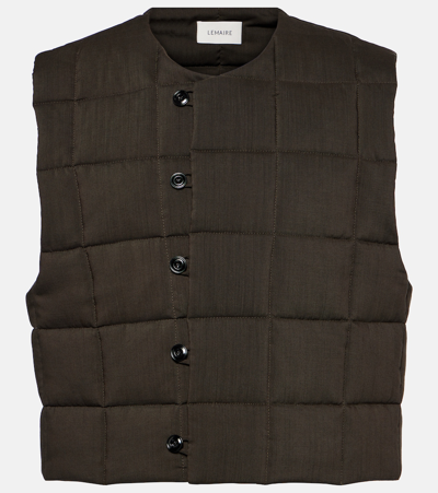 Lemaire Wadded Sleveless Gilet In Forest_brown