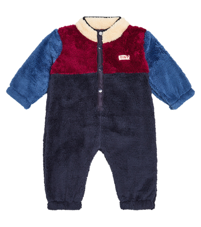 Tinycottons Baby Colourblock Fleece Onesie In Blue