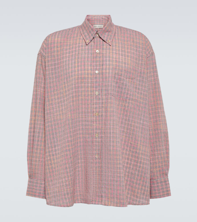 Our Legacy Borrowed Bd Checked Cotton-blend Shirt In Pink