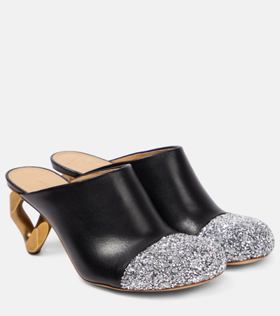 Jw Anderson Chain Embellished Leather Mules In Black