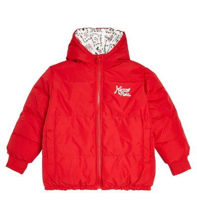 Kenzo Kids' Reversible Puffer Jacket In Red