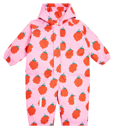 Tinycottons Kids' Raspberries Padded Snowsuit In Pink