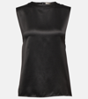 Saint Laurent Relaxed Fit Sleeveless Silk Top In Black