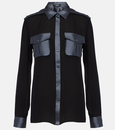 Tom Ford Silk Western Shirt In Black